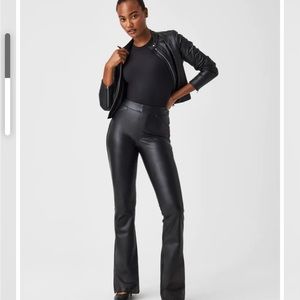 Spanx leather like flare pants XL 33 inseam 43 outseam never worn blk
